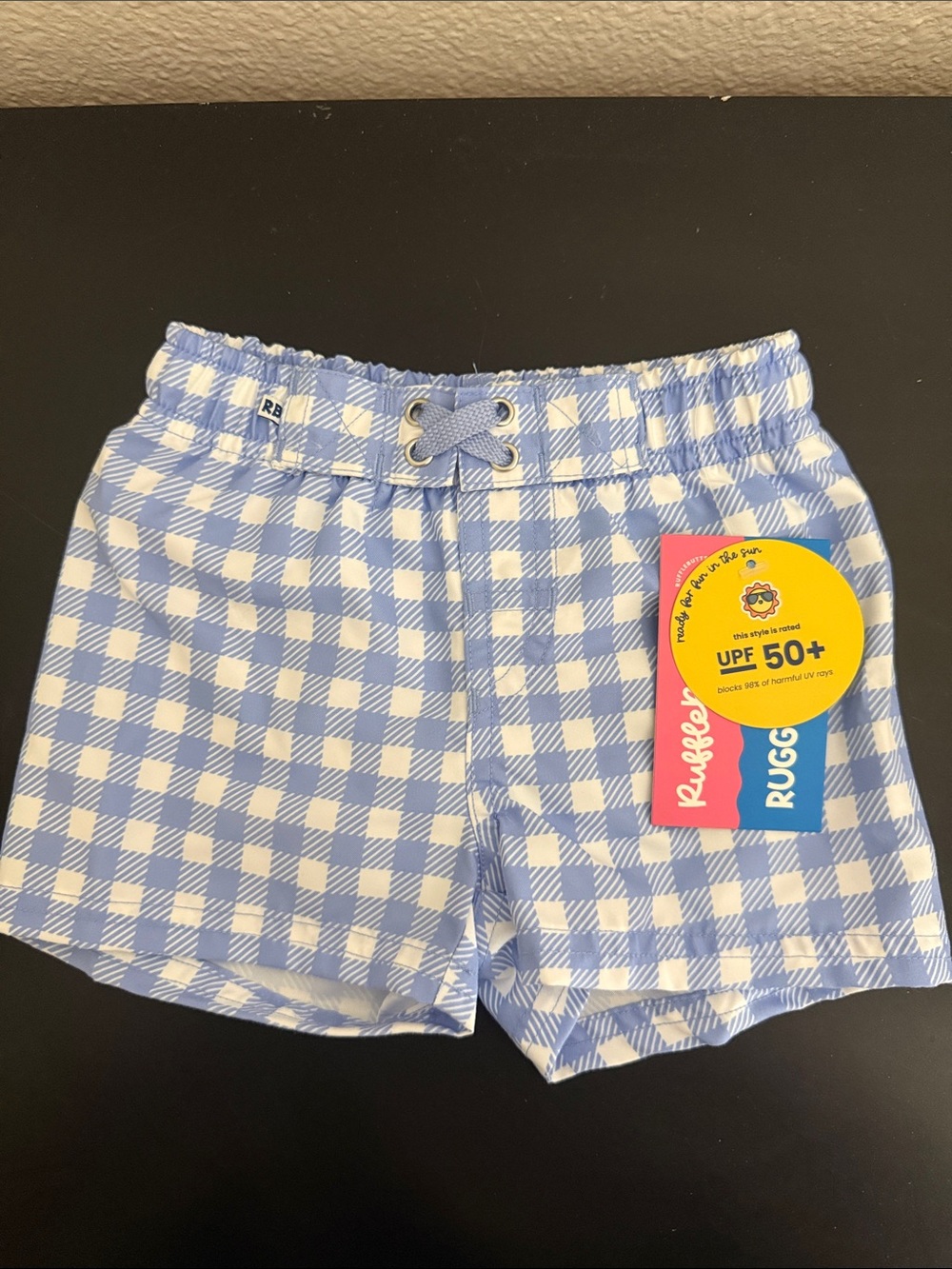 Rugged Butts Blue Gingham UPF 50+ Swim Shorts